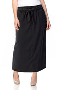 Curvy Black Belted Denim Skirt
