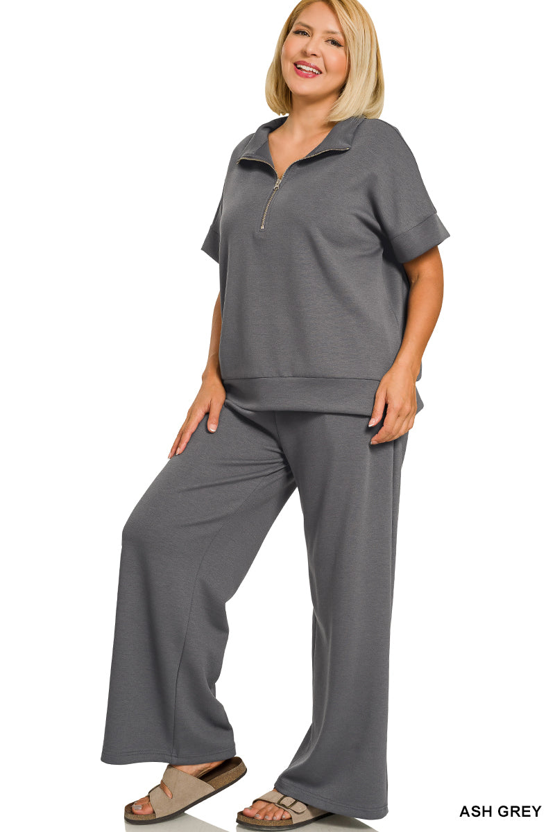 Curvy Half Zip Scuba Pants Set
