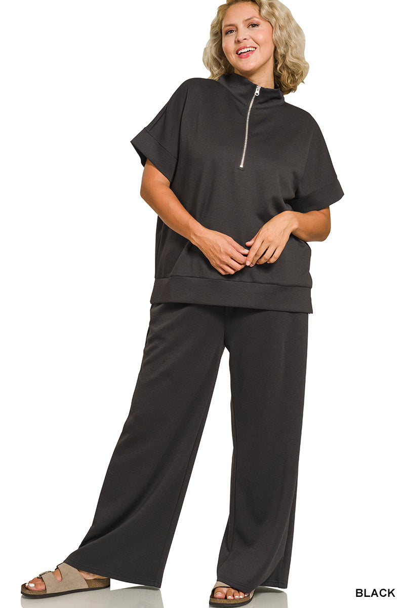 Curvy Half Zip Scuba Pants Set