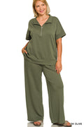 Curvy Half Zip Scuba Pants Set