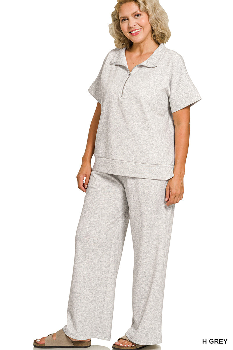 Curvy Half Zip Scuba Pants Set