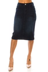 Dark Indigo Washed Denim Skirt