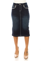 The Heather Denim Skirt in Dark Indigo