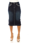 The Heather Denim Skirt in Dark Indigo