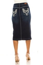 The Heather Denim Skirt in Dark Indigo