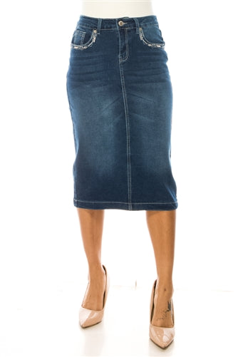 The Heather Denim Skirt in Indigo Wash