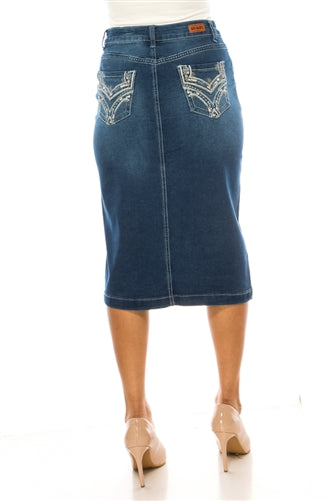 The Heather Denim Skirt in Indigo Wash