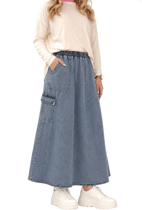 Snoga Washed Denim Cargo Skirt
