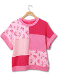 Simply Southern Rosey Pink Patchwork Tee