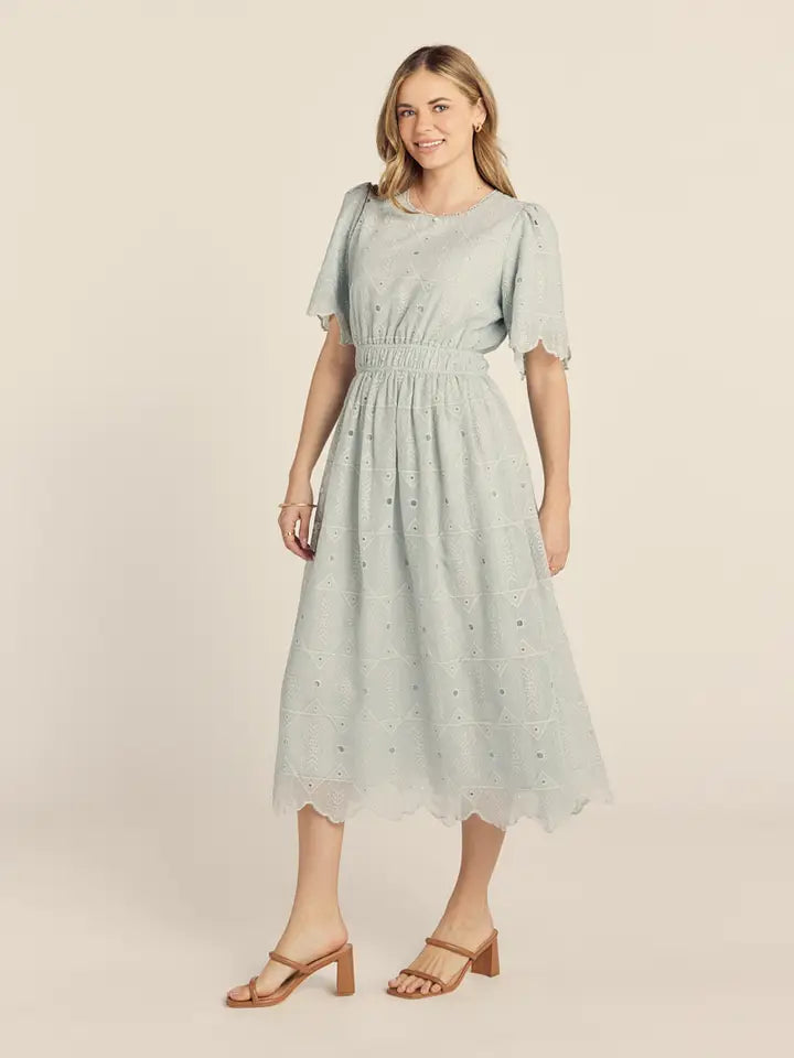 Washed Eyelet Midi Dress