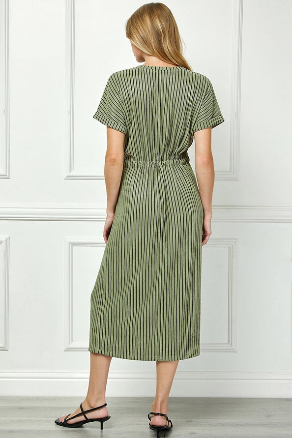 Ribbed Stripe Midi Dress