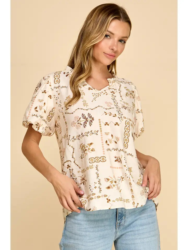 Prairie Bloom Puff Sleeve Blouse
