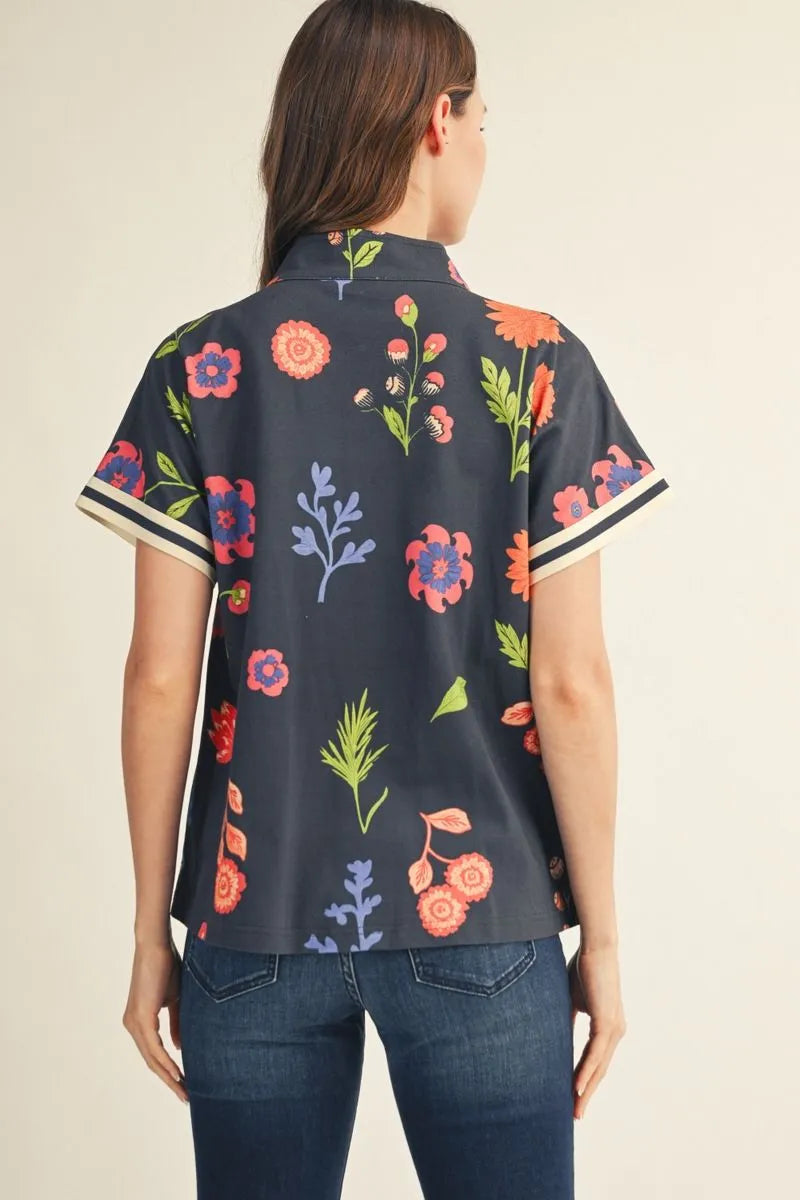 Floral Half Zip Top