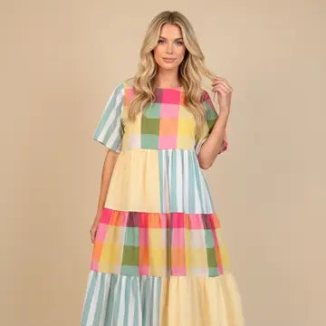 Curvy Multi Color Patchwork Dress