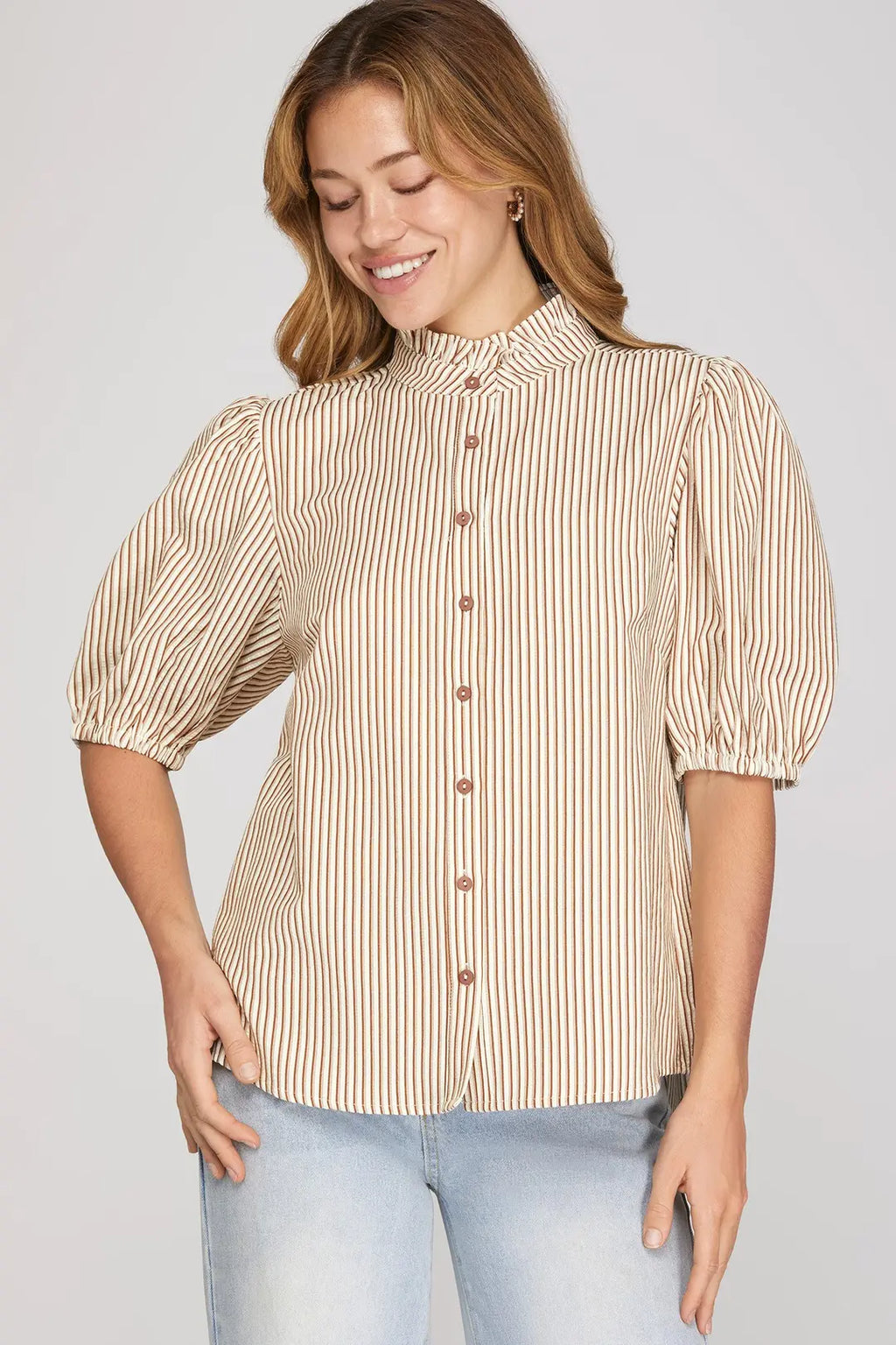 Striped Puff Sleeve Blouse