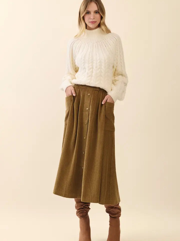 Corduroy Midi Skirt