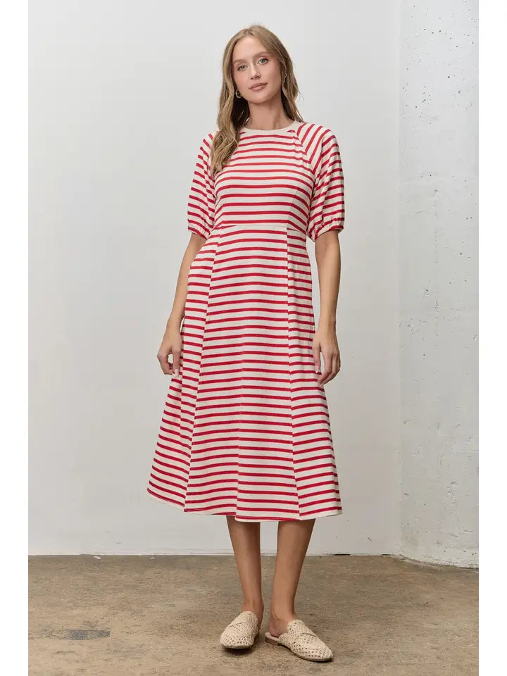 Striped Ribbed Midi Dress