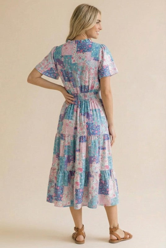 Curvy Mosaic Patchwork Maxi Dress