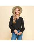 Textured Ruffle Neck Blouse