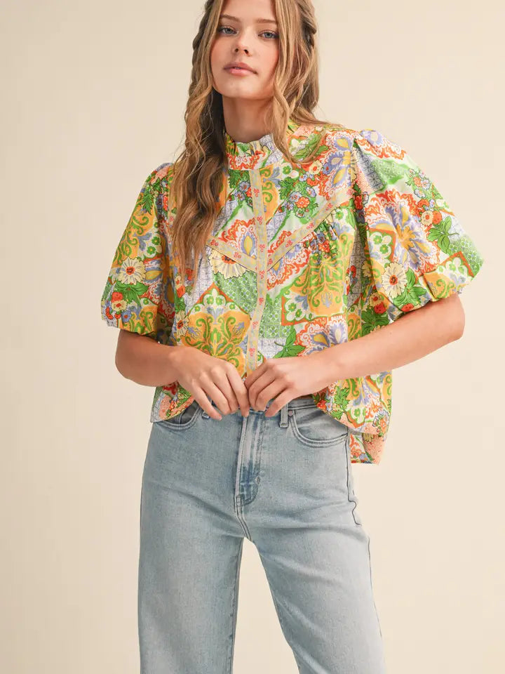 Sage Paisley Top
