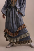 Patchwork Ruffled Denim Skirt