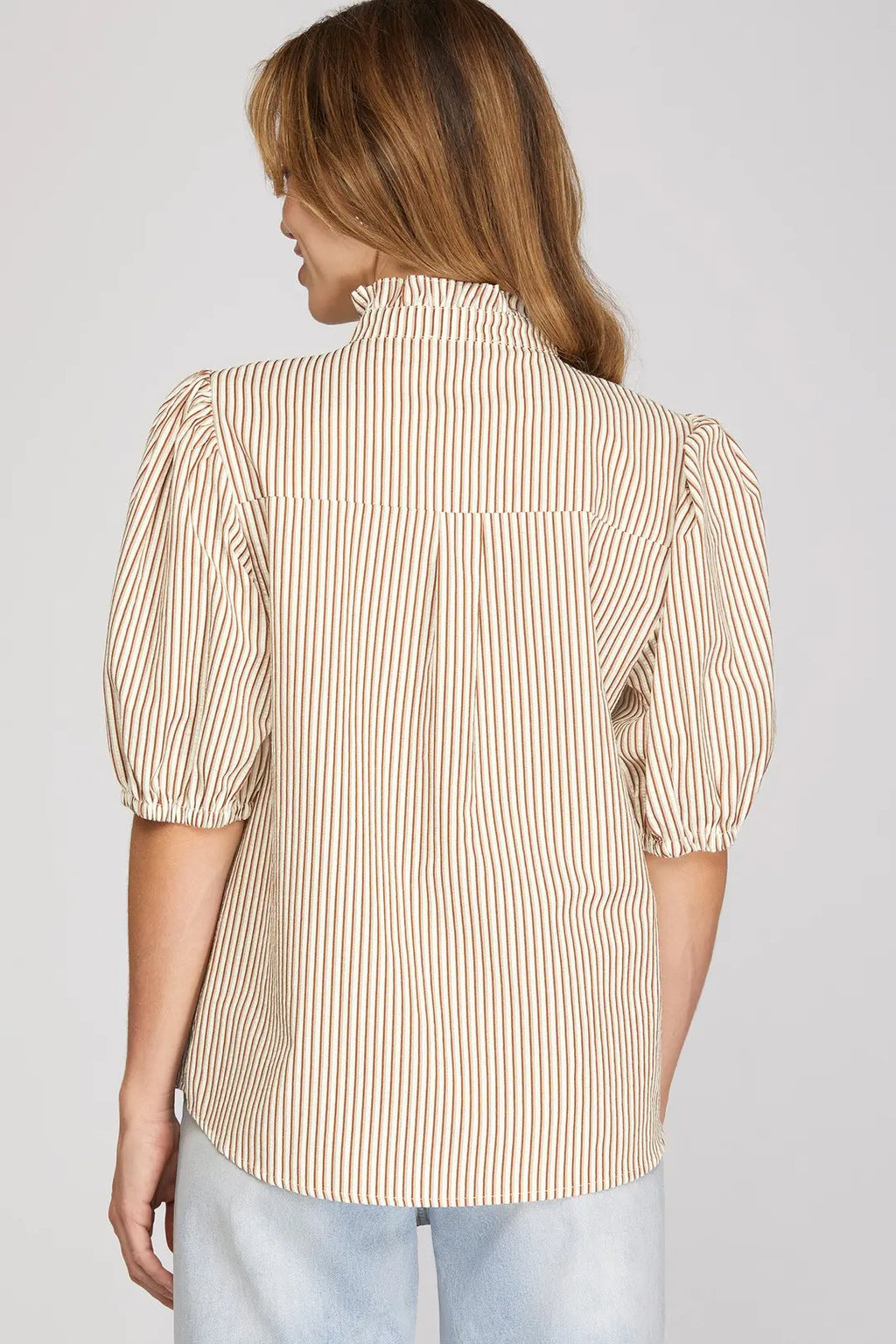 Striped Puff Sleeve Blouse