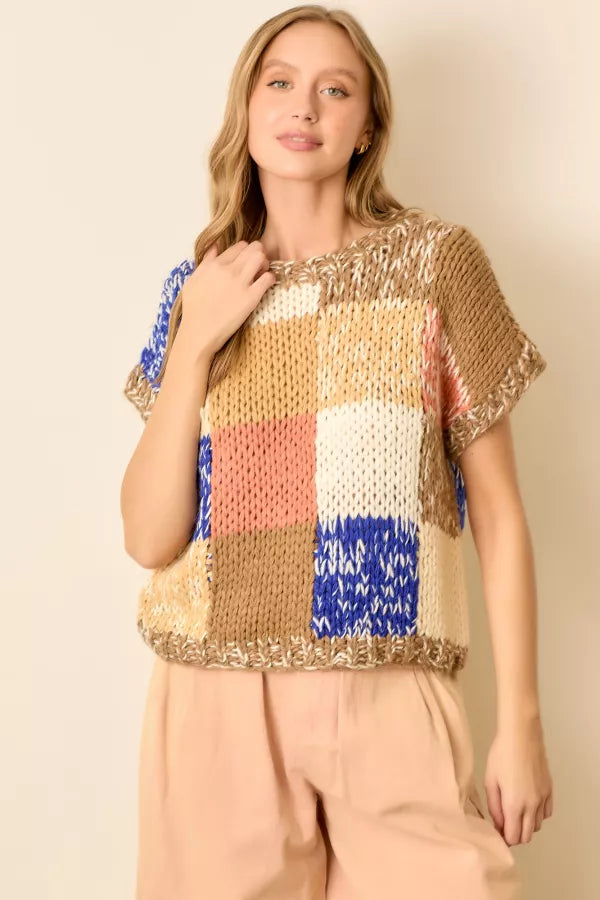 Patchwork Knit Sweater