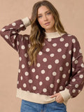 Curvy Polka Dot Pullover Sweatshirt