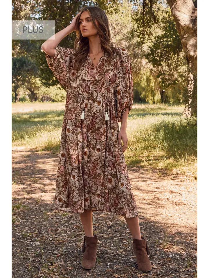 Curvy Bohemian Floral Maxi Dress