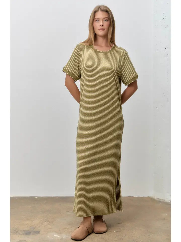 Stiped Knit Midi Dress