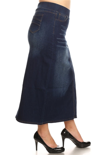 The Curvy Maxine Long Denim Skirt