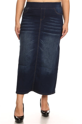 The Curvy Maxine Long Denim Skirt