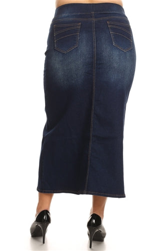 The Curvy Maxine Long Denim Skirt