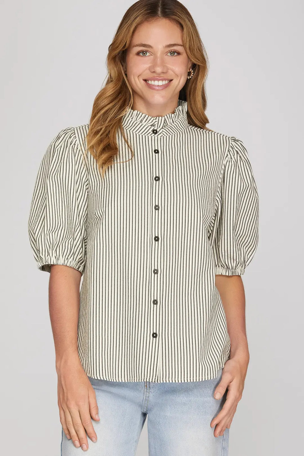 Striped Puff Sleeve Blouse