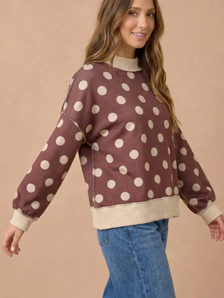 Curvy Polka Dot Pullover Sweatshirt