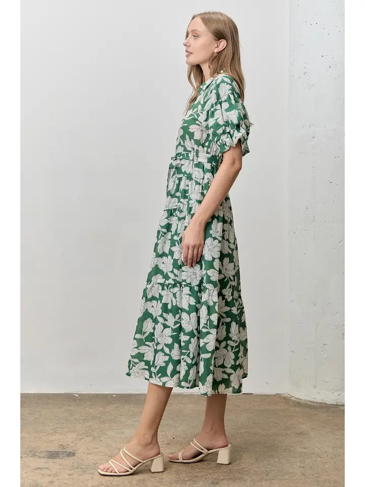 Floral Print Puff Sleeve Dress