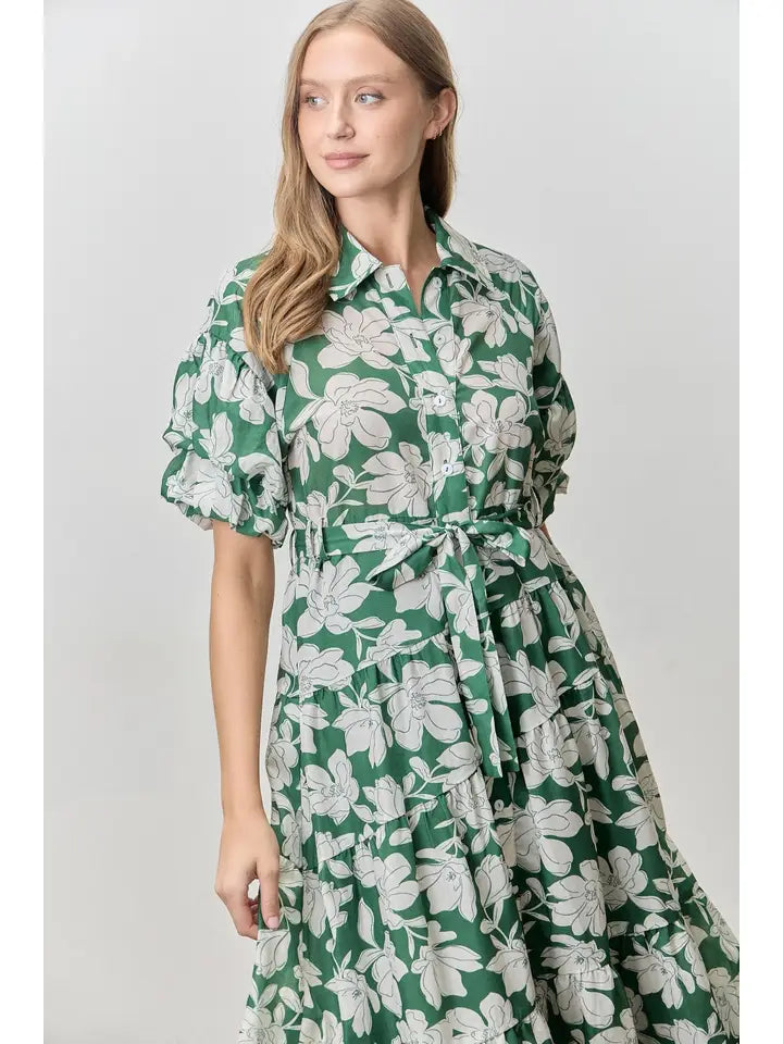 Floral Print Puff Sleeve Dress