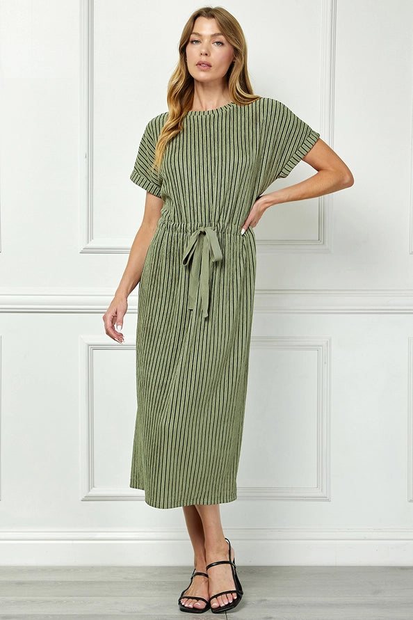 Ribbed Stripe Midi Dress