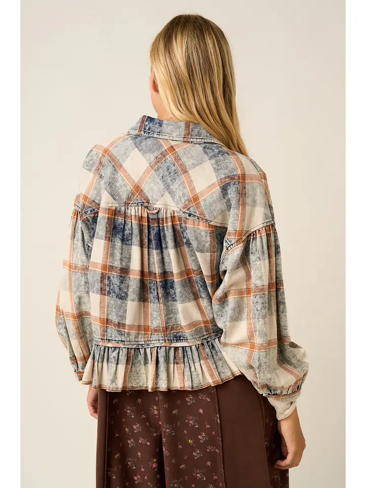 Washed Plaid Top