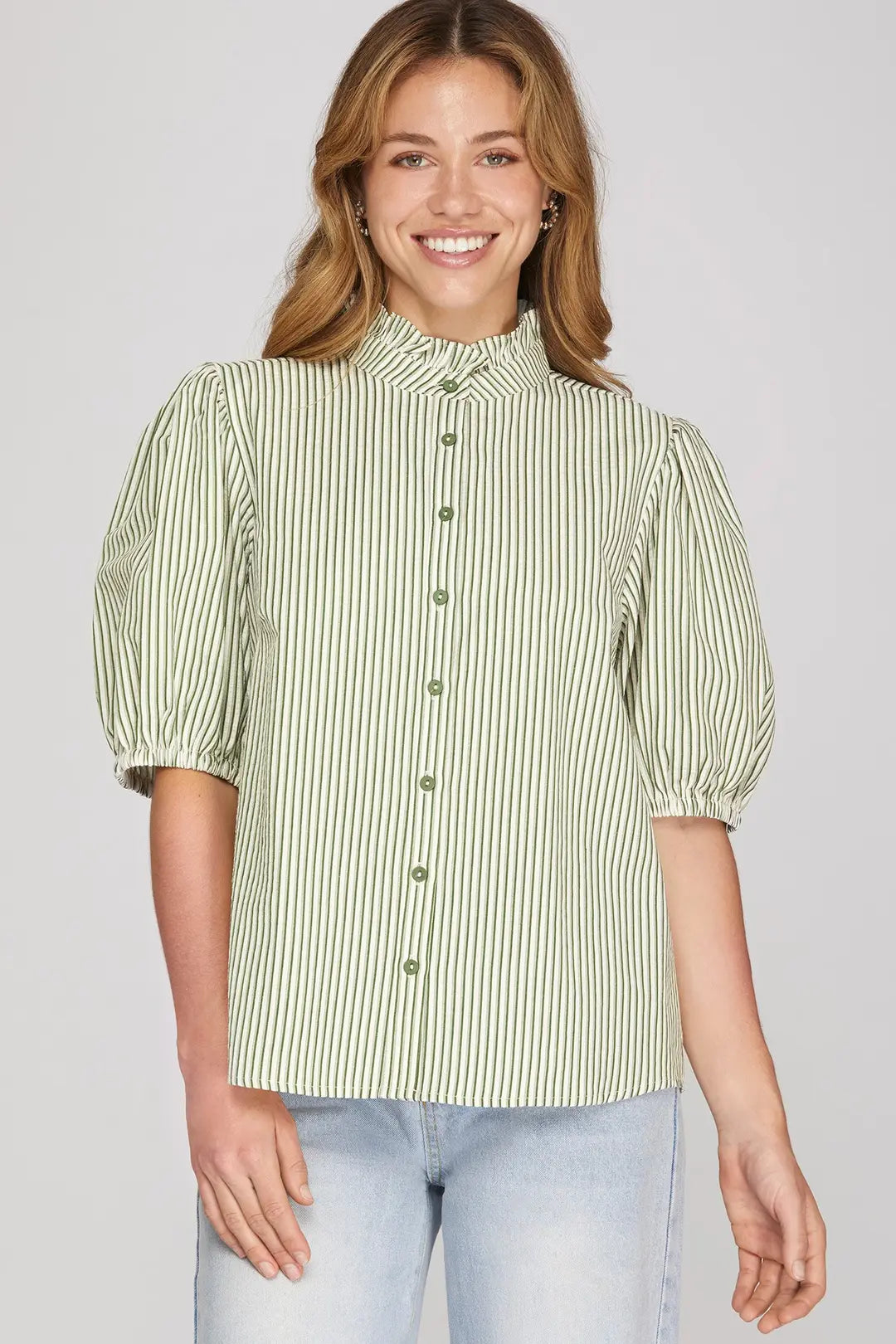 Striped Puff Sleeve Blouse
