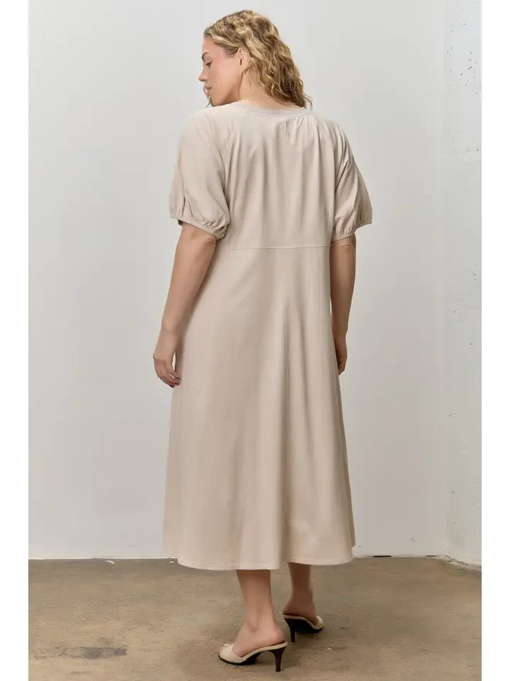 Curvy Puff Sleeve Knit Dress