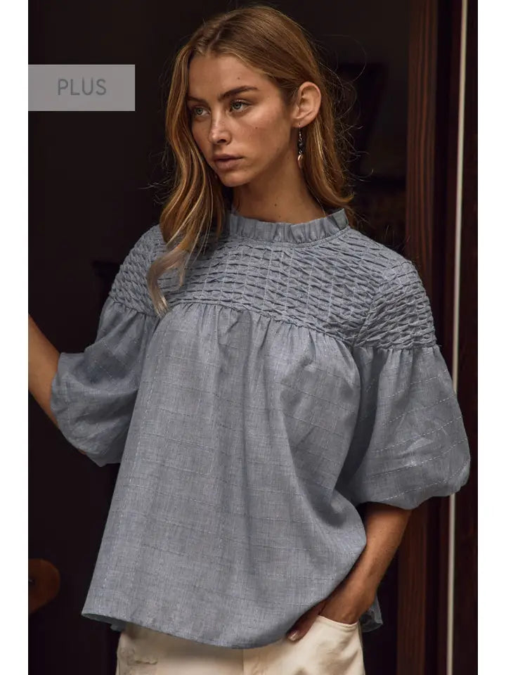 Curvy Bubble Sleeve Blouse