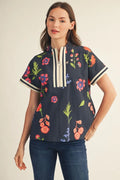 Floral Half Zip Top