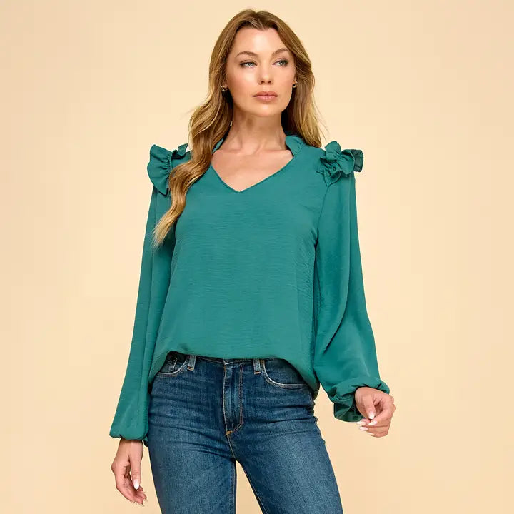 Ruffled Shoulder Blouse