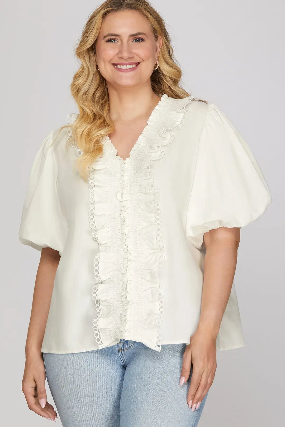 Curvy Frilly Lace Blouse