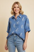 Chambray Embroidered Top