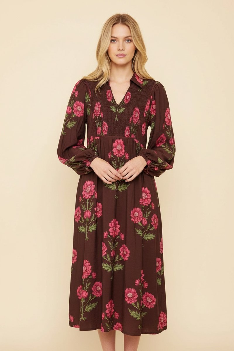 Blackberry Bloom Midi Dress