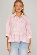Ruffle Hem Peplum Top