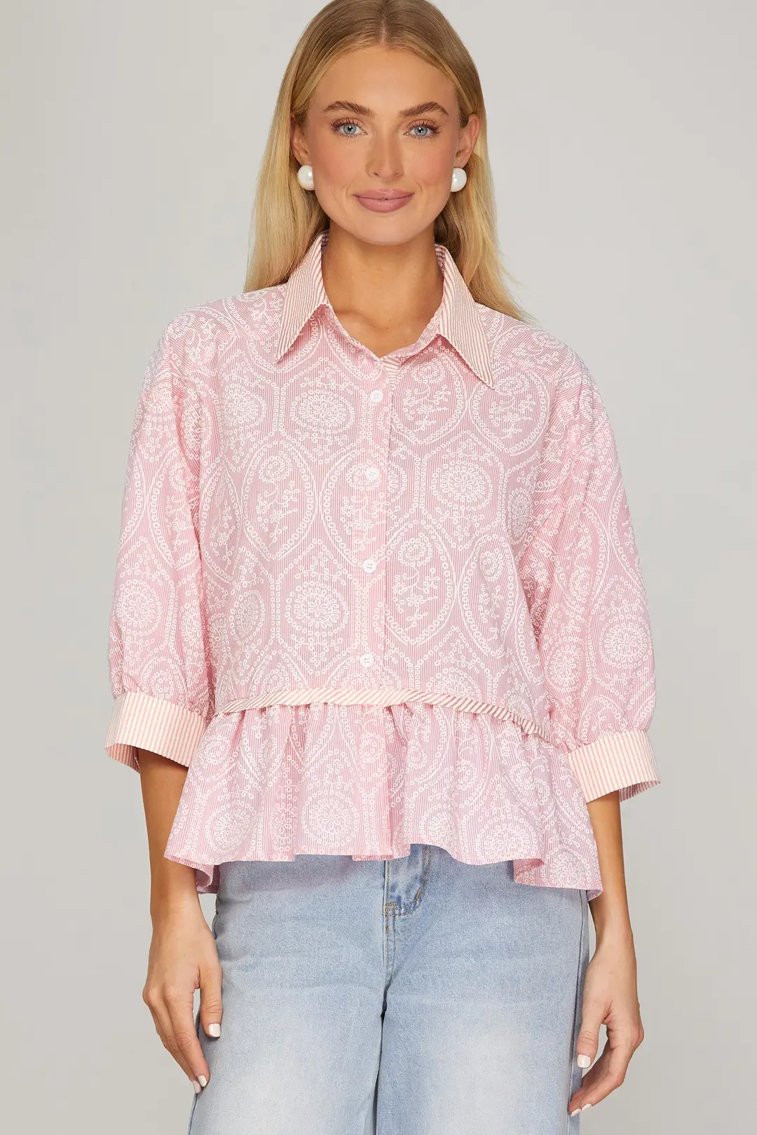 Ruffle Hem Peplum Top