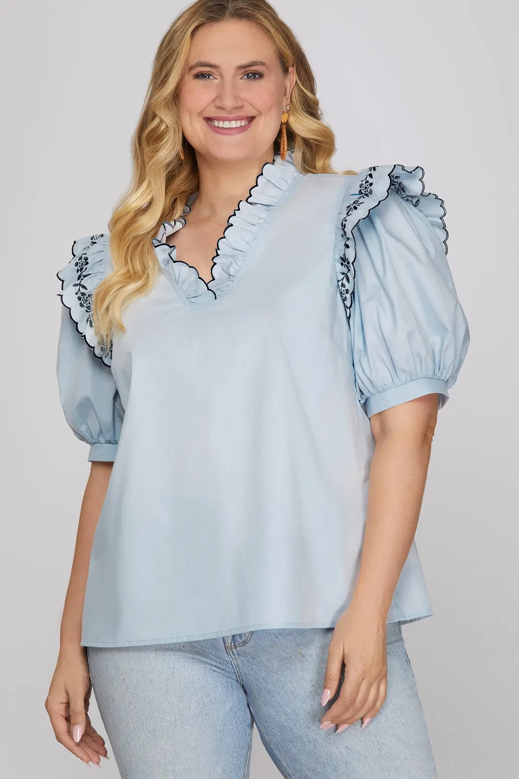 Curvy Lacie Embroidered Blouse